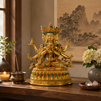 Sculpture tibétaine personnalisée de la Sainte Mère Bouddha, en cuivre plaqué or, faite à la main, design professionnel, directement de l'usine