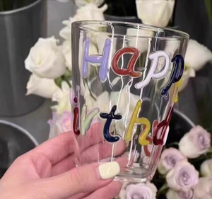 Taza de vidrio de borosilicato hecho a mano, diseño creativo de letras de Color Miss <span class=keywords><strong>Graffiti</strong></span> para agua, tazas de leche para amantes del <span class=keywords><strong>café</strong></span> para fiestas - Product Image 5