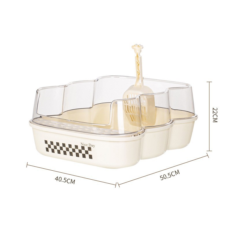 Large, off-white transparent cat litter box