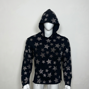 Sudadera con Capucha para Hombre AUA, Diseño de Estrellas Negras, Corte Regular, Informal, Tejido de Poliéster, para Otoño - Product Image 1