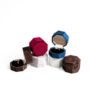 Zebo Luxurious Octagonal Velvet Jewelry Box Set with Custom Logo Customizable Color <b>Ring</b> Pendant Packaging for Jewelry Brands - Product Image 2