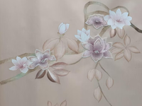 Papier peint en soie magnolia brodé 3D de luxe, imperméable, taille personnalisée disponible pour le salon et la salle à manger