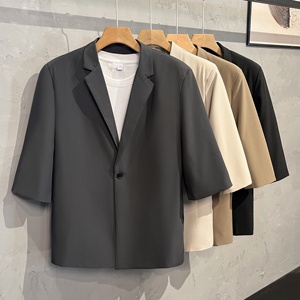 <span class=keywords><strong>Blazer</strong></span> <span class=keywords><strong>Oversize</strong></span> Fit e maniche corte che cadono sotto il gomito con tasche sui fianchi Button up <span class=keywords><strong>blazer</strong></span> da <span class=keywords><strong>uomo</strong></span> - Product Image 2