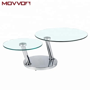 Vente à chaud de meubles de salon de style simple moderne de haute qualité <span class=keywords><strong>table</strong></span> <span class=keywords><strong>basse</strong></span> en <span class=keywords><strong>verre</strong></span> ronde durable avec base chromée - Product Image 2