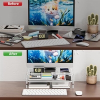 Transparante Acryl Monitorstandaard Verhoger 2-laags, 13 cm hoog, Transparante Computerbureau Organizer Plank voor Multimedia PC Opslag Laptop