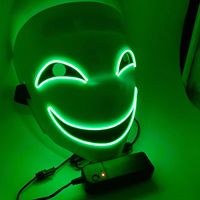 Masque d'horreur d'Halloween à LED néon, lumineux et effrayant, pour fêtes, cosplay et événements, avec fil LED