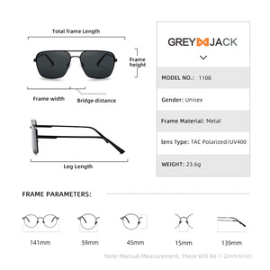 Gafas de Sol Polarizadas para Hombre Grey Jack, Montura Metálica, Lentes Negras y Marrones, Protección UV400, para Conducir al Aire Libre, a la Moda - Product Image 2