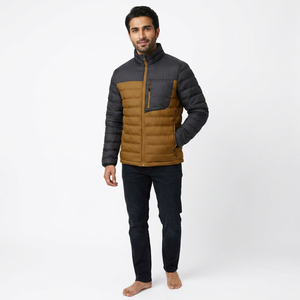 Hooded Canvas Waterproof Puffer <b>Jacket</b> with Front Logo Customizable Winter Outdoor <b>Jacket</b> - Product Image 1