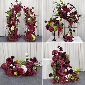 Arrangements <span class=keywords><strong>de</strong></span> fleurs artificielles luxueux rouge profond, parfaits pour les décors <span class=keywords><strong>de</strong></span> cérémonie <span class=keywords><strong>de</strong></span> <span class=keywords><strong>mariage</strong></span> et les décorations d'accueil - Product Image 2