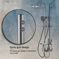Juego de Ducha de Pared Kahnos Contemporáneo, Inteligente, Termostático, de Latón, con Pantalla Digital, Barra Deslizante, Chorro Suave/Lluvia/Pausa/Chorro Potente
