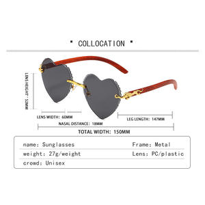Occhiali da sole donna alla moda a forma di cuore con UV400 di alta qualità occhiali di lusso Logo personalizzato all'ingrosso per 2024 - Product Image 4