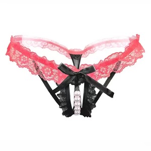 Tanga de encaje transparente para mujer, de cintura baja, con lazo, transpirable, sexy - Product Image 3