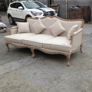 Marco de madera sólida con el lino completo tapicería sofá único sofás para la venta