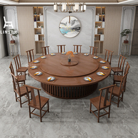 Tables à manger en bois électriques pour restaurants et hôtels, 10 à 20 personnes, grandes tables tournantes - Design moderne, durable, DT078