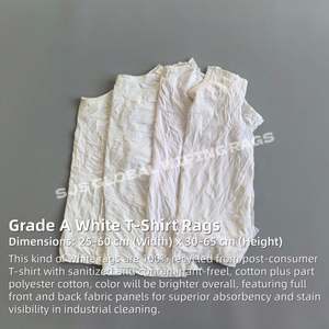 Paños de Limpieza Reutilizables de Algodón 100% para Uso Industrial, Trapos Blancos para Camisetas, Trapos de Algodón Blancos al por Mayor - Product Image 2