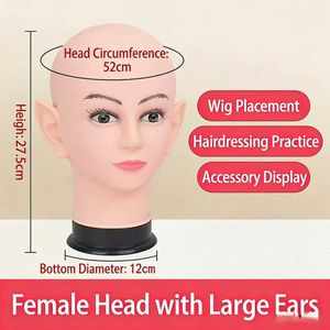 Cabeza de maniquí para peluquería, modelo especial con soporte, cabeza calva para exhibición de pelucas y peinados femeninos - Product Image 3