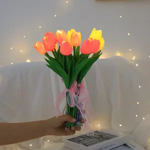 9 LED ışıklı çiçekler yapay laleler gerçek dokunmatik lale anneler günü için akülü ev mutfak dekorasyon