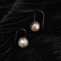 Petites boucles d'oreilles en or 14 carats pour femmes, cadeau, avec de grandes perles d'eau douce baroques, lumière forte, style Edison, super douces