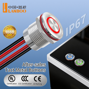 Pulsante Tattile Momentaneo LANBOO LB12QC 12mm IP65 Impermeabile con LED ad Anello 1NO, Testa Piatta, 5-24V 220V, in Metallo per Elettrodomestici - Product Image 2