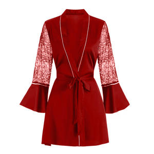 Peignoir sexy en soie glacée, <span class=keywords><strong>robe</strong></span> de nuit dos nu - Product Image 3