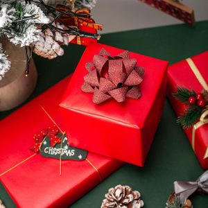 Yarcony Shimmer Red Wrapping Paper Roll 30 Inches X 33 Feet Solid Color Pearly Lustre Gift <b>Wrap</b> Birthday Packaging - Product Image 2