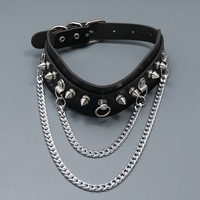 Collier ras du cou en métal et cuir style punk avec chaîne à maillons, collier de soumission sexy pour femmes et filles, idéal pour les fêtes ou comme cadeau
