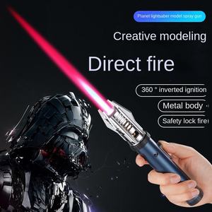 Potente encendedor de llama roja, chorro giratorio ajustable moderno para cigarrillos/barbacoa, encendedor de bolígrafo largo recargable, regalos de negocios - Product Image 2