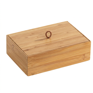 Bamboo Rectangle Storage Box with Handle for Multi-Purpose Neatening Use - Product Image 1