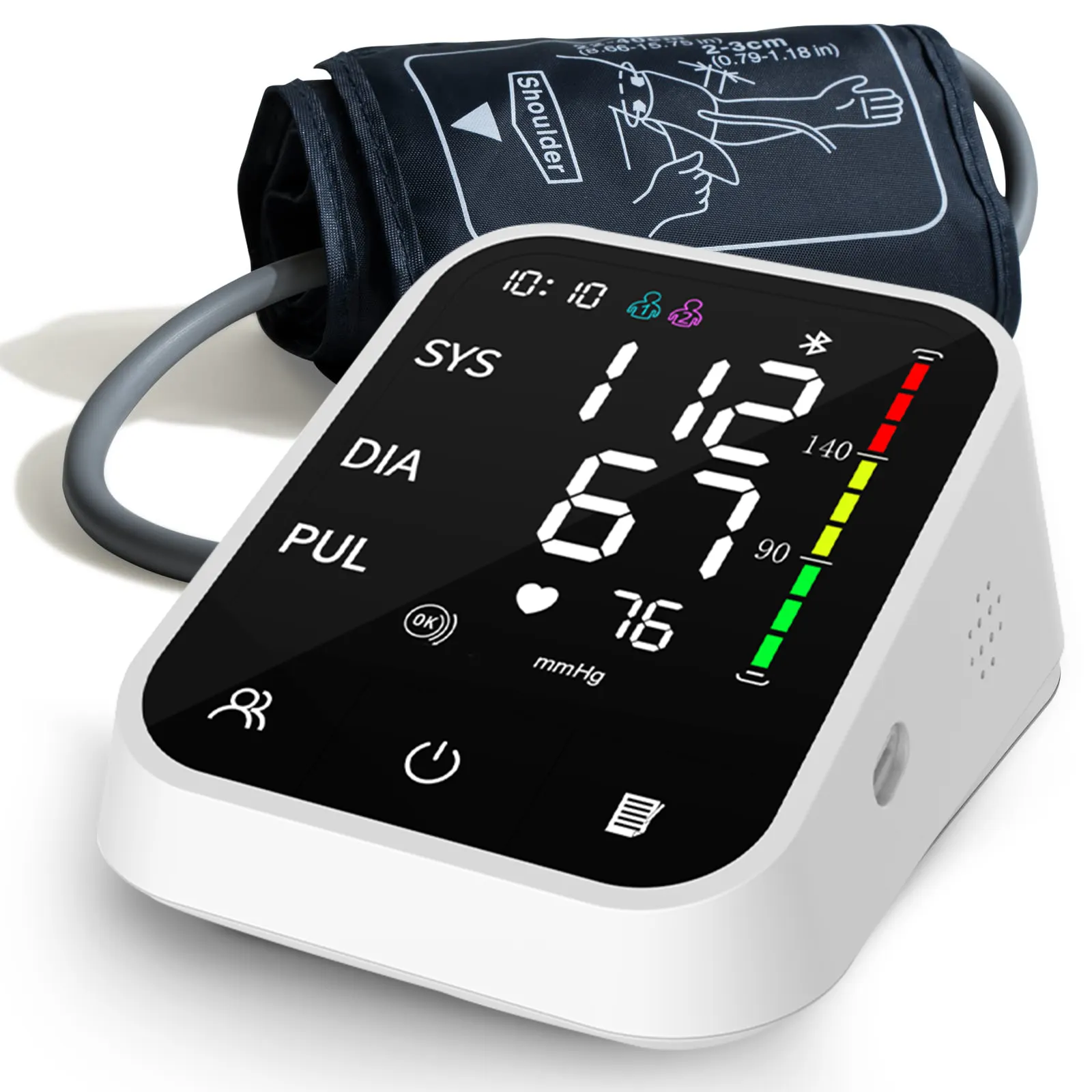 Tensiomètre portatif sans fil pour le haut du bras, tensiomètre numérique, moniteur de pression artérielle Bluetooth