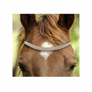 Bandeau de tête de cheval en strass doré, accessoire de bride incurvée en cuir noir de qualité supérieure pour l'équipement équestre - Product Image 1