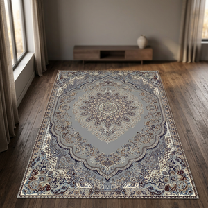 Tapis de salon géométrique à poils moyens, insonorisant, lavable, antidérapant, imprimé, fabriqué à la machine, pour maison moderne - Product Image 2