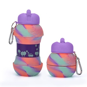 Bouteille d'eau en silicone pliable biodégradable sans BPA, style sport économique avec couvercle en PP pour le camping - Product Image 1