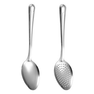 Stainless Steel Slotted Spoon Set 2Pcs Large Serving Spoon For Cooking And Straining Food With Perforated Design - Product Image 5