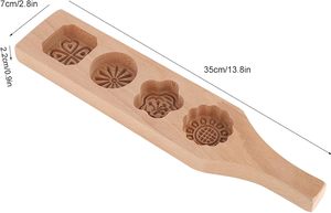 Moule à gâteau de lune vietnamien écologique d'origine vietnamienne pour la pâtisserie, avec tampons à motifs floraux et thème amour, outil de cuisson - Product Image 3