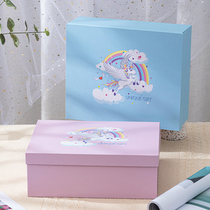 Pink Rigid Gift Box With Unicorn Design Magnetic Closure Art Paper Rectangular Die Cuts Fashion Trend Custom Order - Product Image 3