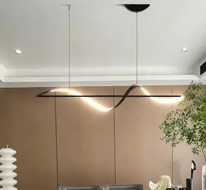 Lampu gantung LED gantung Modern, lampu gantung modis, lampu setrip hangat untuk dapur dan ruang tamu