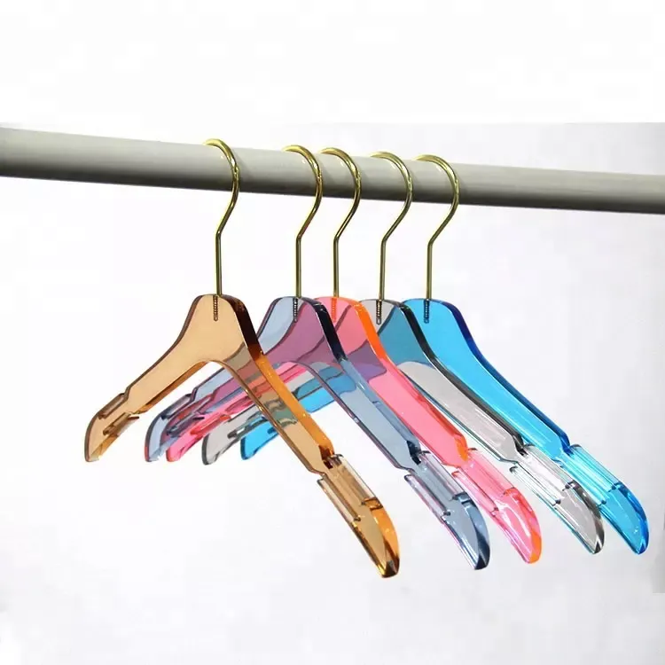 Red Black Transparent Brown Closet Organizer Space Saving Acrylic Hangers Stylish Clothes Rack with Metal Hook