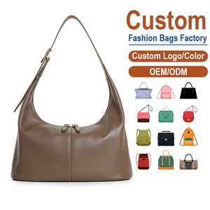 Sac à bandoulière élégant de luxe en cuir véritable de qualité supérieure, silhouette croissant rétro pour femme, automne/hiver, sangle réglable, OEM - Product Image 1