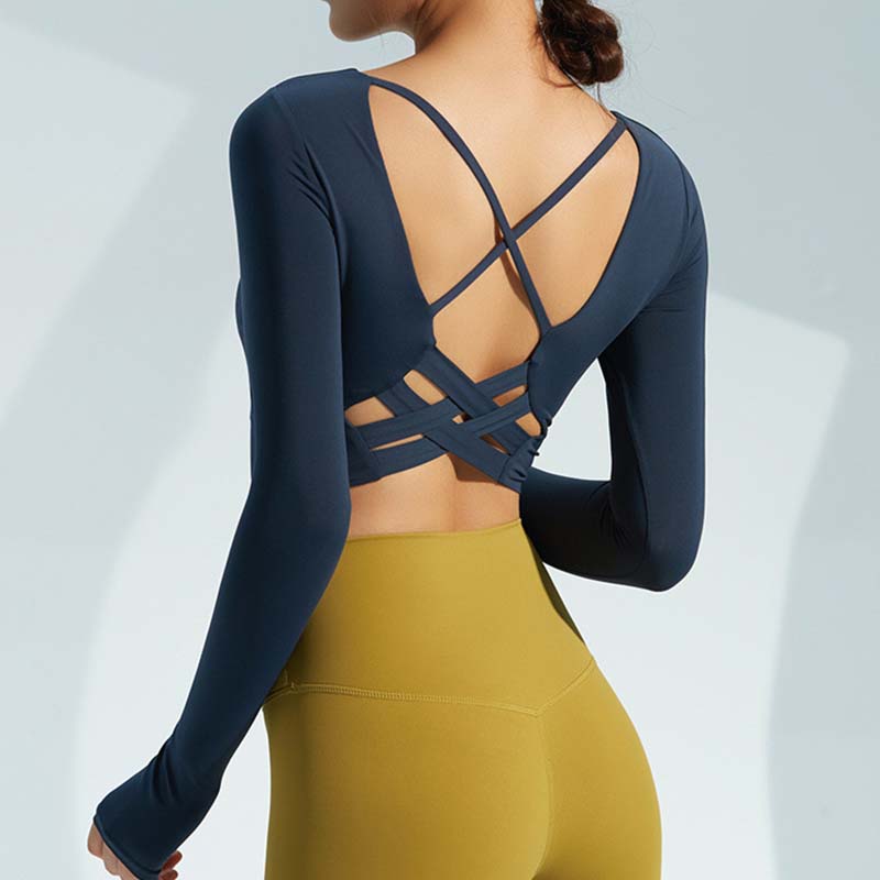 Low Price Promotional Sports Long Sleeved Tops Breathable Quick Drying Women's Yoga Tops