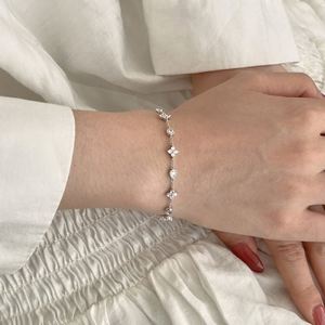 Dylam New Arrival Rhodium 18K Gold Plated Sterling Silver Link Chain 5A Zirconia Four Leaf <b>Clover</b> Flower Pendant <b>Bracelets</b> - Product Image 2