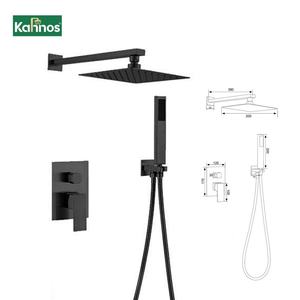 Ensemble de douche moderne à corps en laiton dissimulé à 2 voies, avec pommeau de douche pluie et jet en acier inoxydable, température réglable, douchette à main durable - Product Image 1