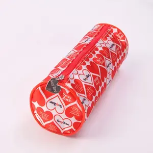 Custom High Quality Cylinder Zipper Oxford Cloth Portable Stationery Storage Bag School Pencil Bag For Student