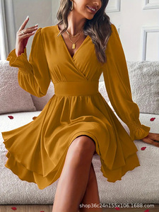 Robe trapèze mi-longue respirante en polyester écologique pour femme, style décontracté, design simple, passe-partout, personnalisable OEM ODM - Product Image 4