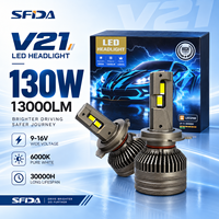 Ampoules de phares de voiture LED à triple tube en cuivre super lumineuses de 130 W haute puissance SFIDA V21 12 V IP67 étanches Garantie de 2 ans Aluminium