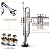 Professional Silver Plated Trumpet with Golden Keys High-Quality Brass Wind Instrument for Musicians Orchestra Band Performances