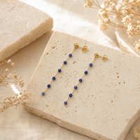 Boucles d'oreilles pendantes chic bohème en pierre naturelle et acier inoxydable pour femmes, bijoux faits à la main en pierre naturelle, bijoux bohèmes en acier inoxydable
