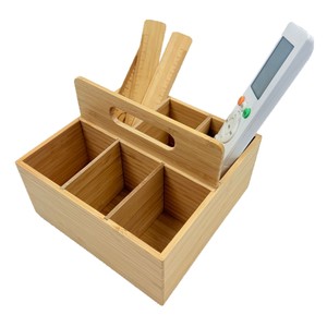 Bamboo Storage Box Rectangular Office Organizer With Handle For Desktop Coffee Table Living Room Remote <b>Control</b> Holder - Product Image 2