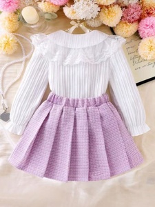 Conjunto <span class=keywords><strong>de</strong></span> Falda Plisada <span class=keywords><strong>de</strong></span> Alta Gama con Estampado Floral Estilo Coreano para Niñas, Blusa Blanca con Volantes, Conjunto <span class=keywords><strong>de</strong></span> Dos Piezas para Otoño - Product Image 3