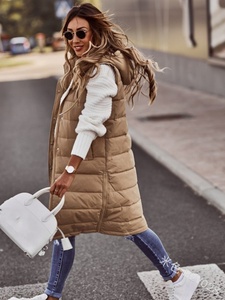 Veste d'hiver élégante <span class=keywords><strong>sans</strong></span> manches pour femmes noires, manteaux mi-longs, <span class=keywords><strong>gilet</strong></span>, garde au chaud, capuche, style streetwear, veste en coton pour <span class=keywords><strong>femme</strong></span>, longueur courte - Product Image 3