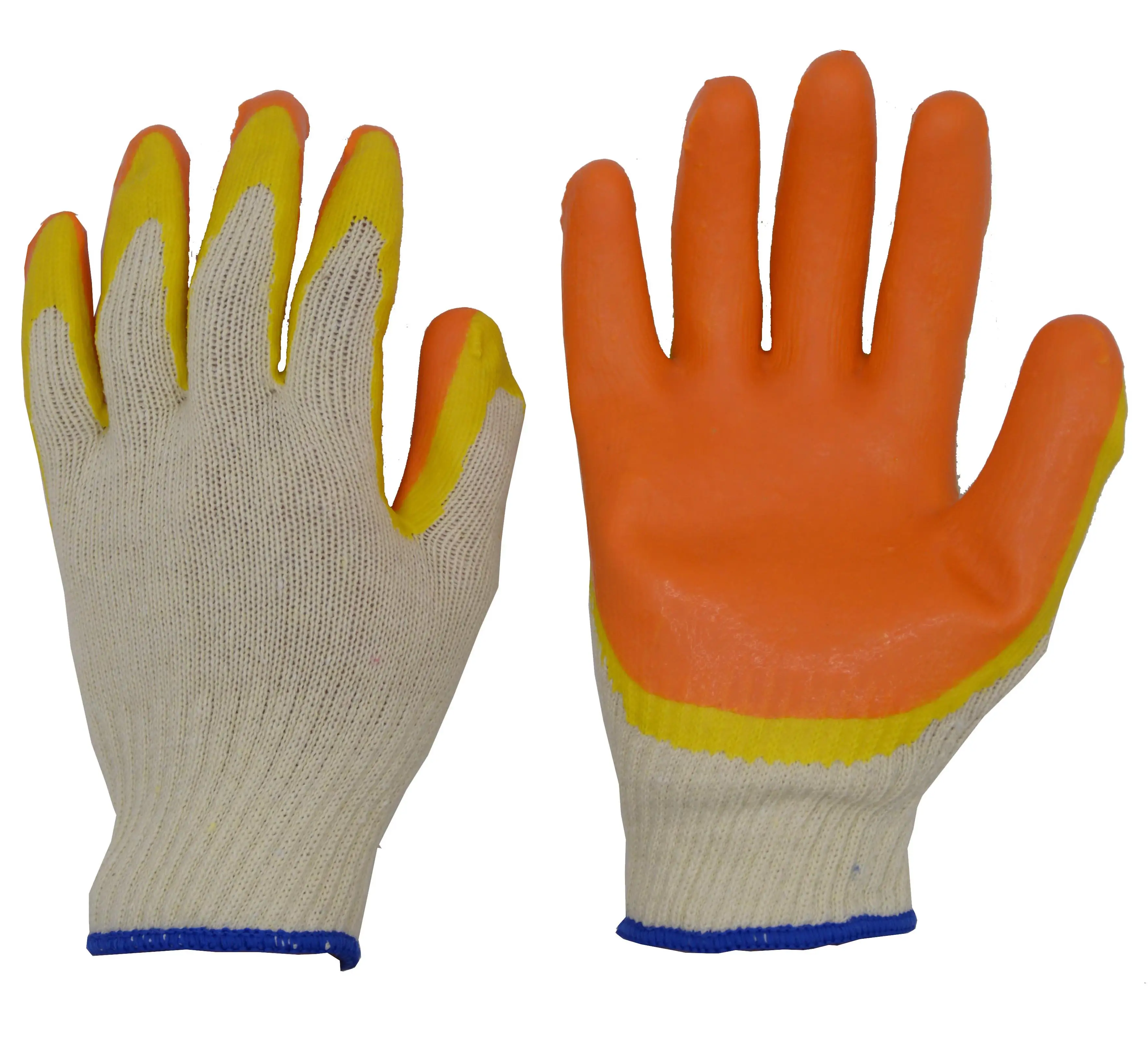 13 gauge cotton liner double dipped Orange Latex Coated Industrial Work Gloves
